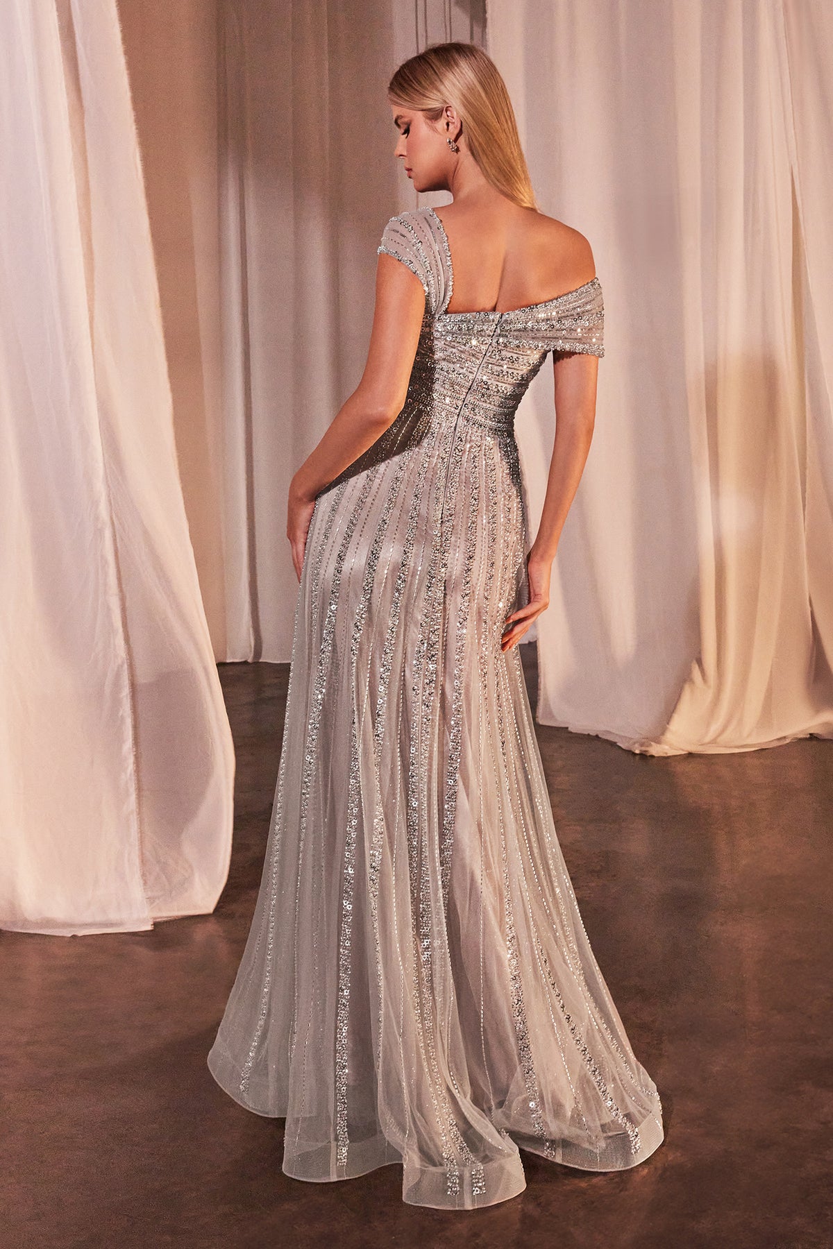 Palesa dress in Silver/Nude — front view