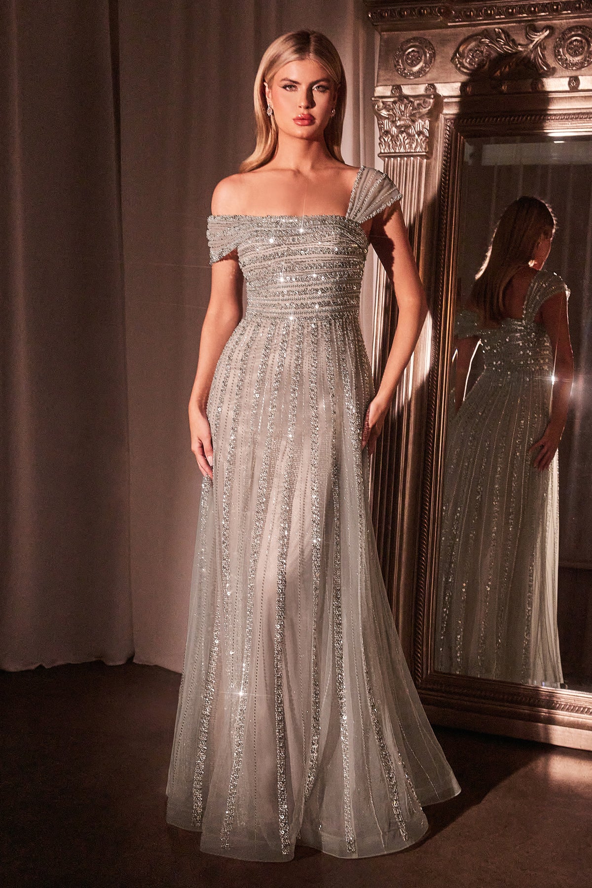 Palesa dress in Silver/Nude — front view
