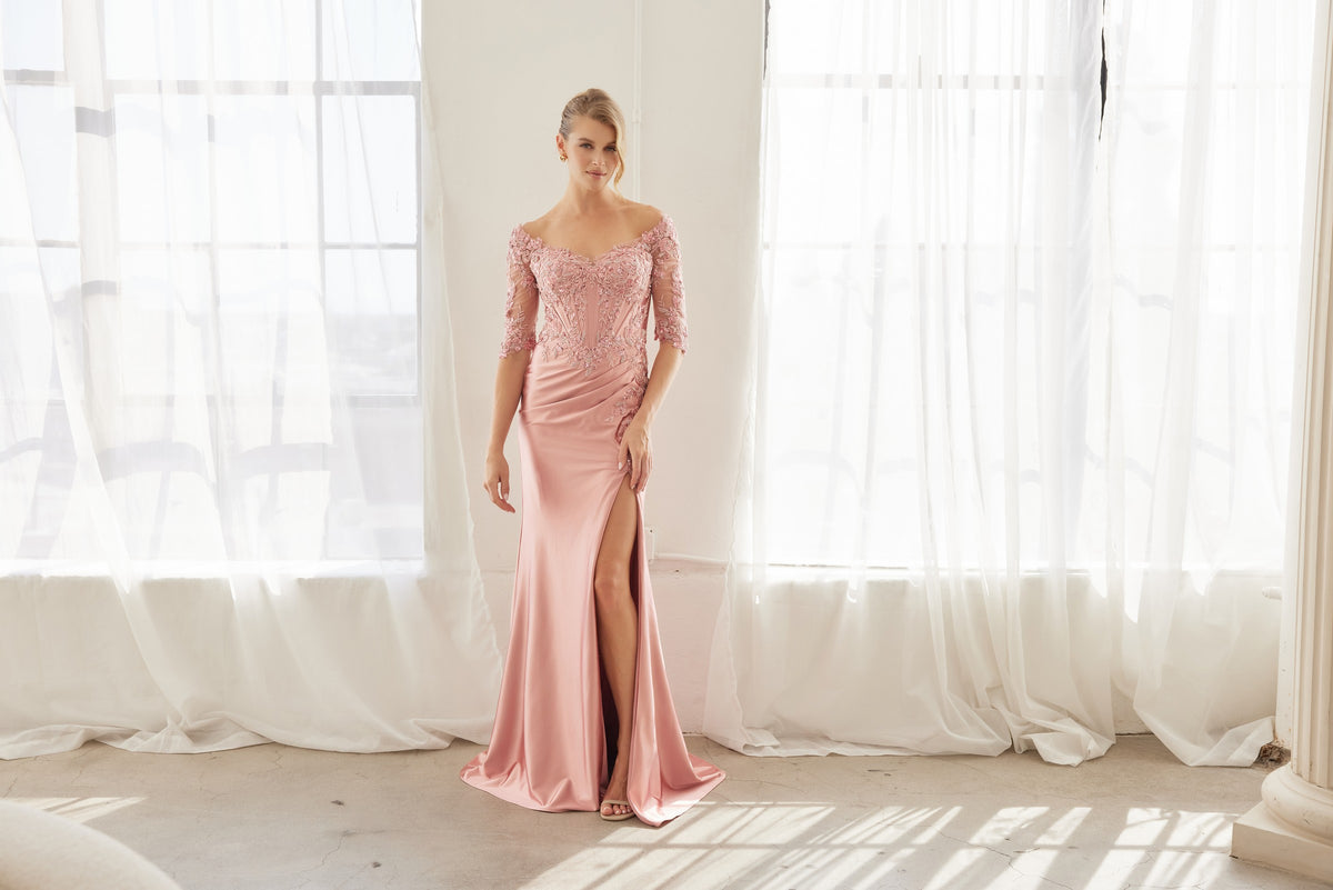 Paolina evening dress in Rosegold