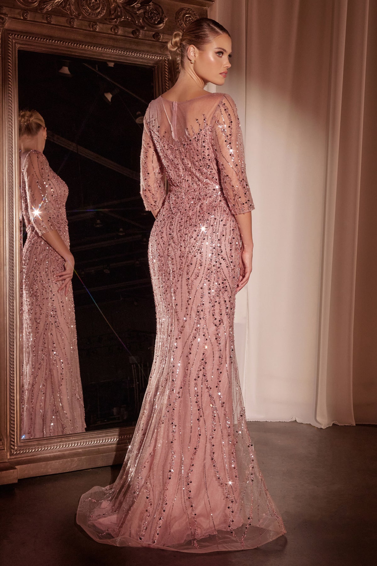 Reyna dress in Dusty Rose — back view