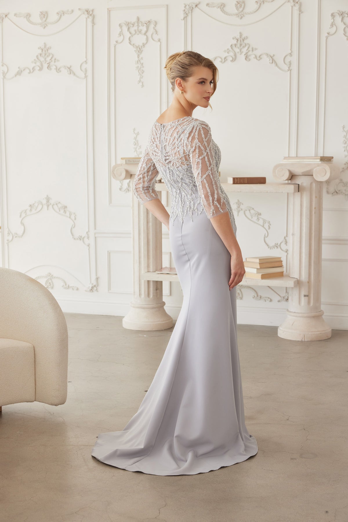 Sylviane evening dress in Silver