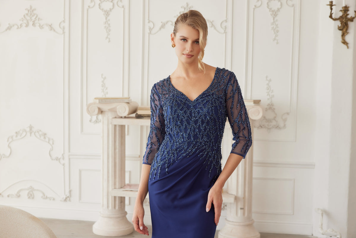 Sylviane evening dress in Navy Blue