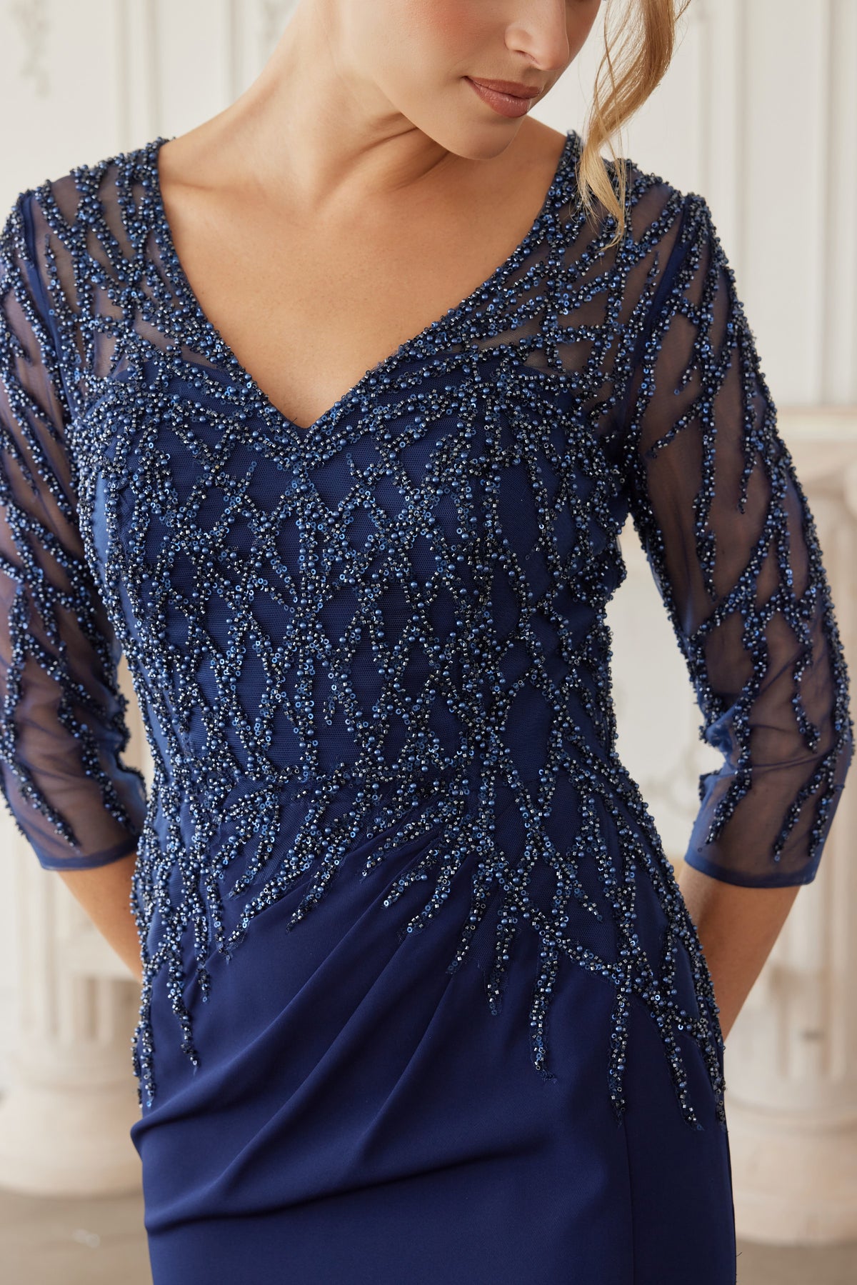 Sylviane evening dress in Navy Blue