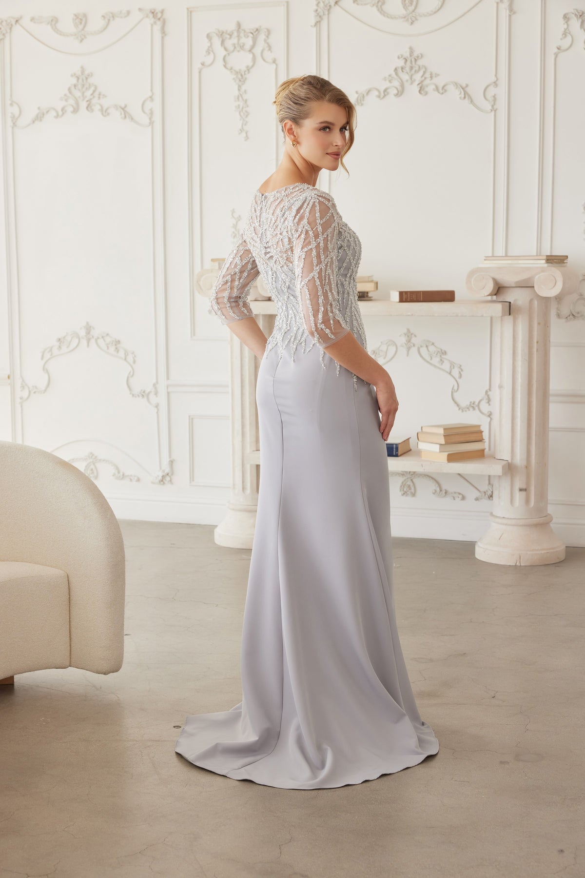 Sylviane evening dress in Silver