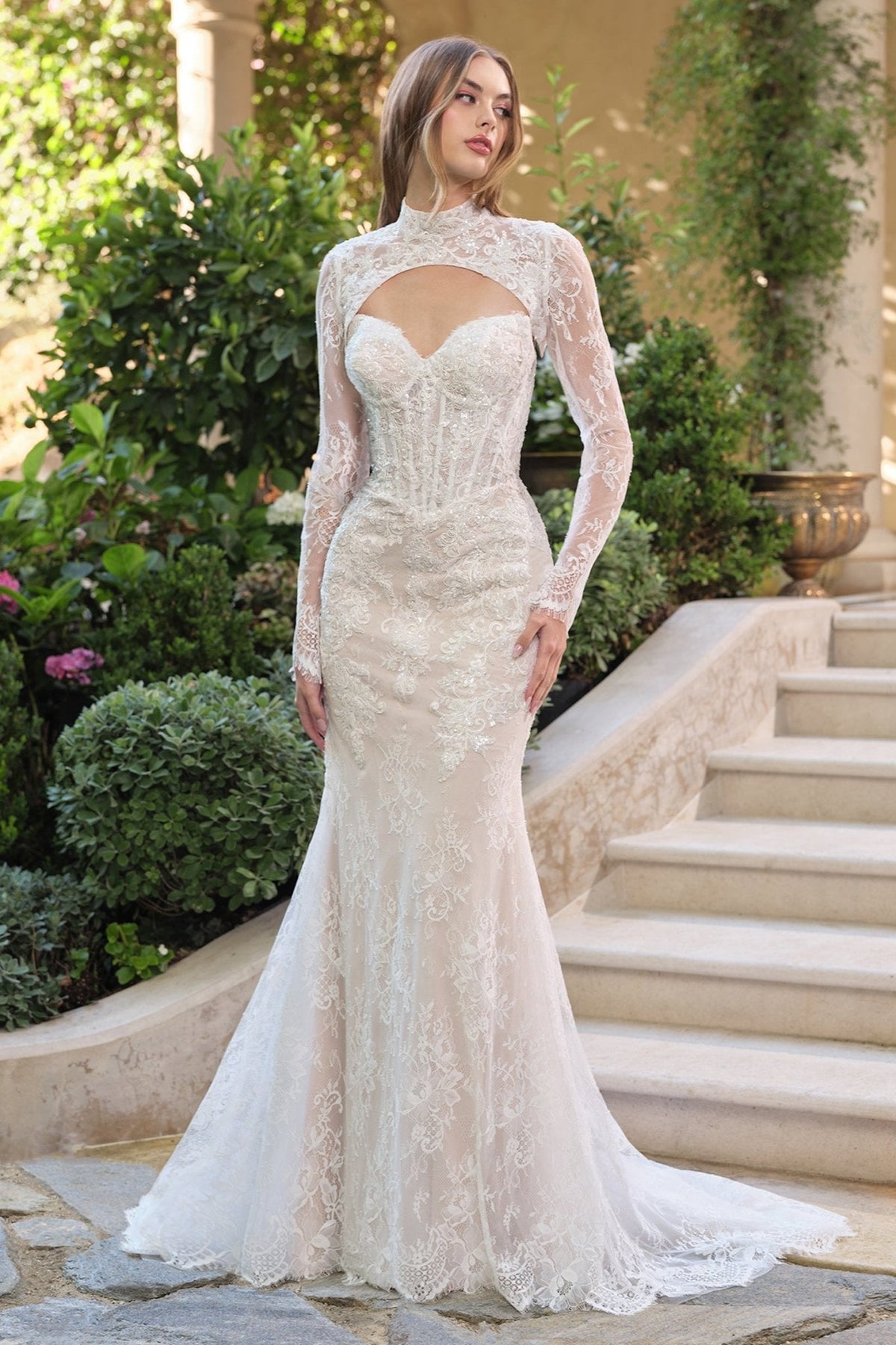 Taryn wedding dress in Off White-Nude, view 1