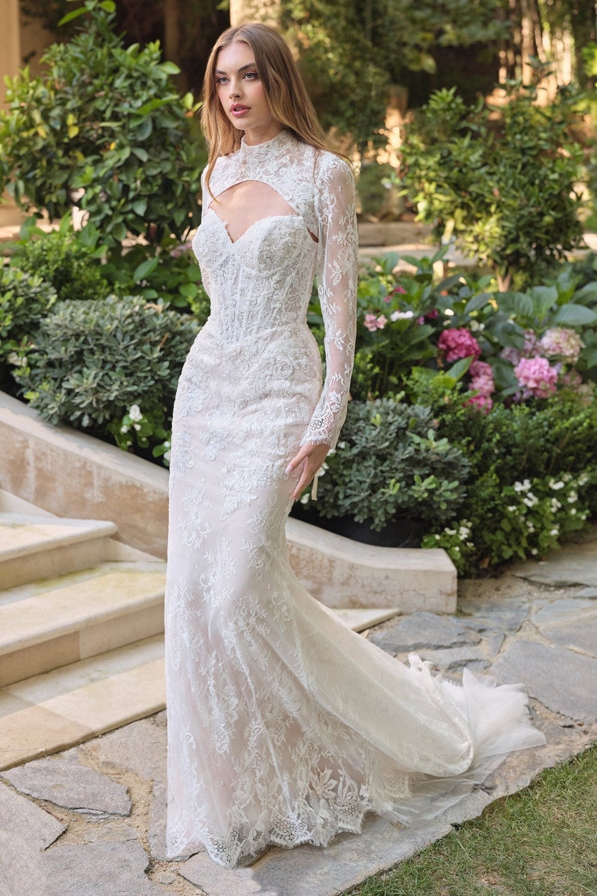 Taryn wedding dress in Off White-Nude, view 4
