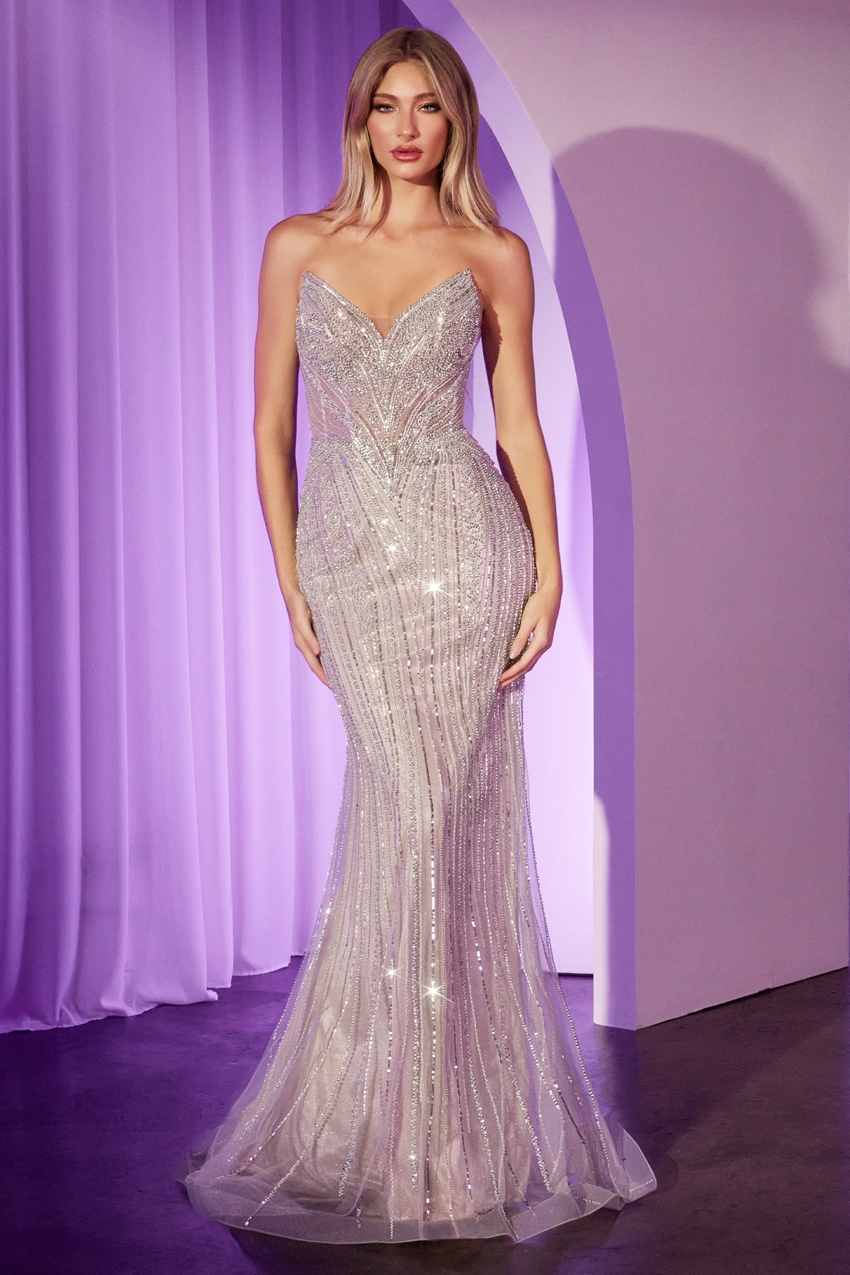 Aime — Silver/Nude dress