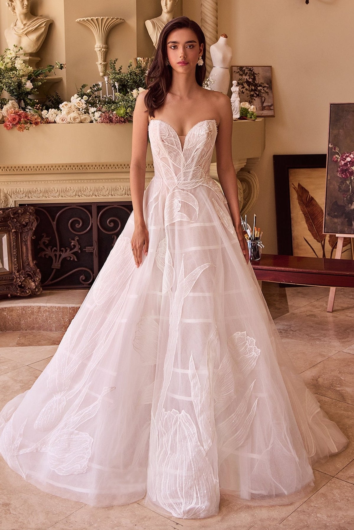 Vivi wedding dress in Off White-Nude, view 1