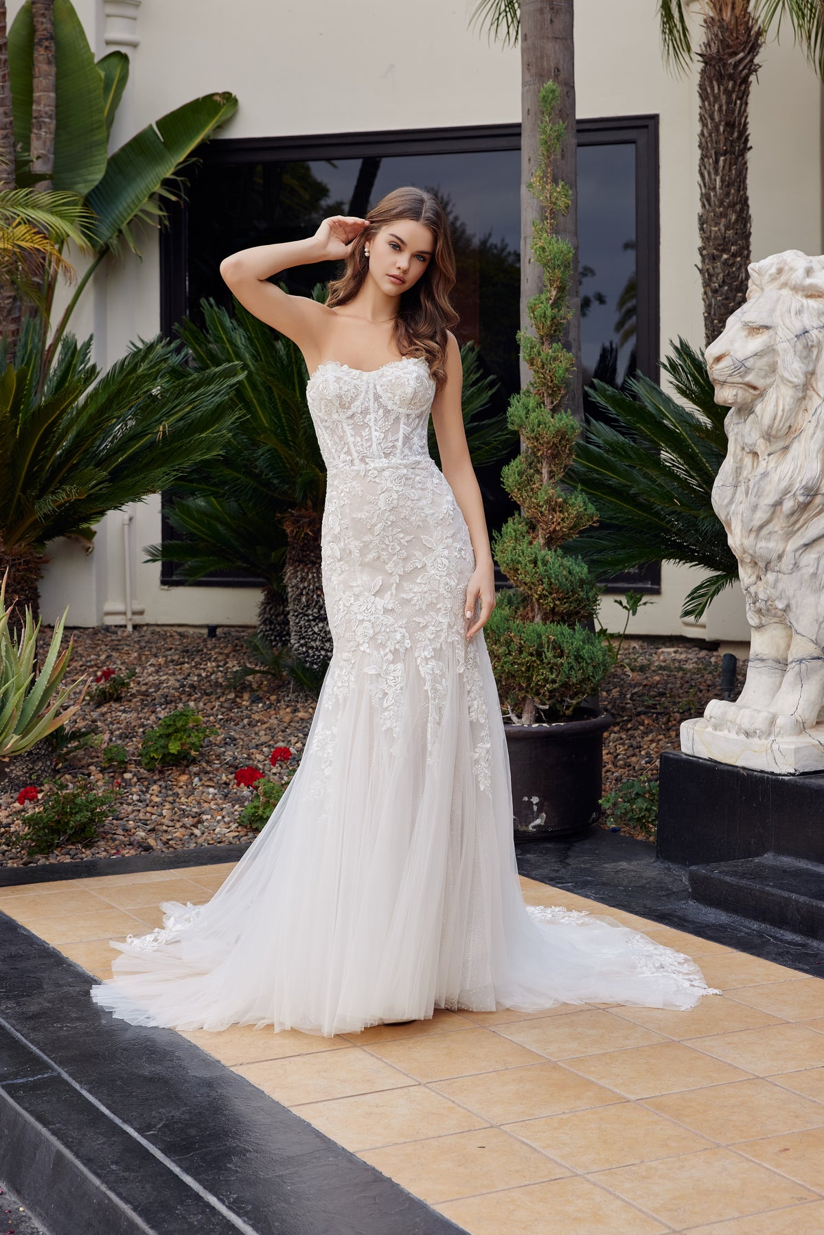 Vivienne wedding dress in White & Nude